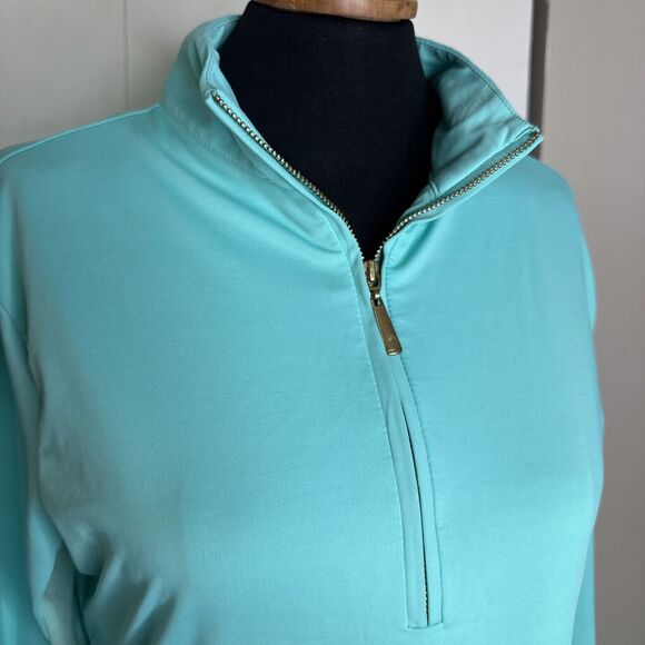 Cabana Life UPF 50 Resort Palapa Top 1/4 Zip Blue Mesh Long Sleeve Medium Golf - Picture 4 of 8